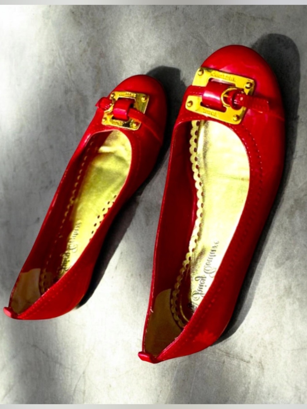 Juice Couture Red Patten Ballerina Flat Shoes Size 5.5